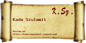Kada Szulamit névjegykártya